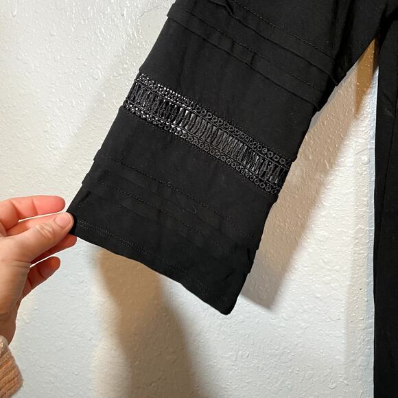 J Jill Small Wearever Collection Black Dress Long Sleeve Lace Midi Business - Picture 3 of 8